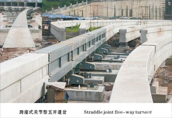 跨坐式关节型五开道岔